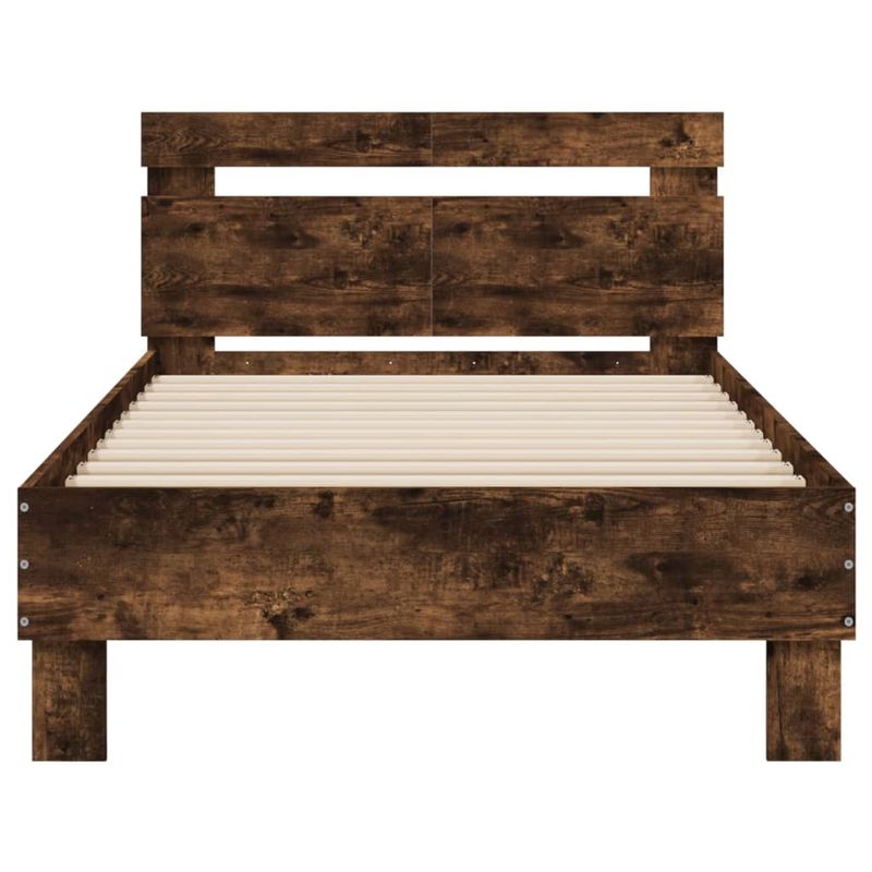 Casa si Gradina - Mobilier - Paturi si accesorii - Paturi - Cadru de pat cu tablie stejar fumuriu 100x200 cm lemn prelucrat - Infinity.ro