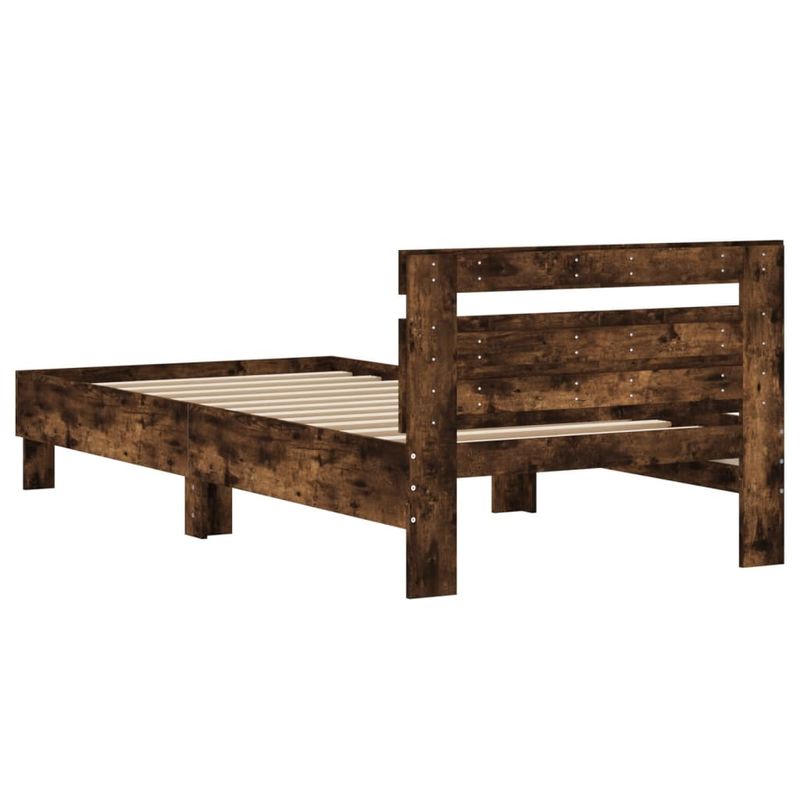 Casa si Gradina - Mobilier - Paturi si accesorii - Paturi - Cadru de pat cu tablie stejar fumuriu 100x200 cm lemn prelucrat - Infinity.ro