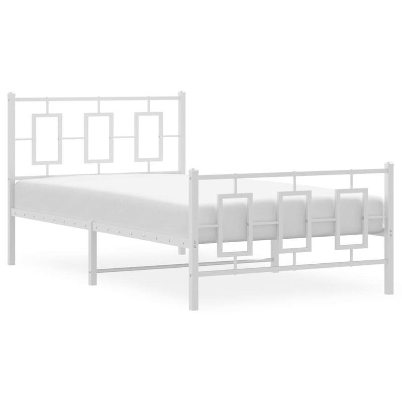 Casa si Gradina - Mobilier - Paturi si accesorii - Paturi - Cadru de pat metalic cu tablie de cap/picioare, alb, 100x200 cm - Infinity.ro