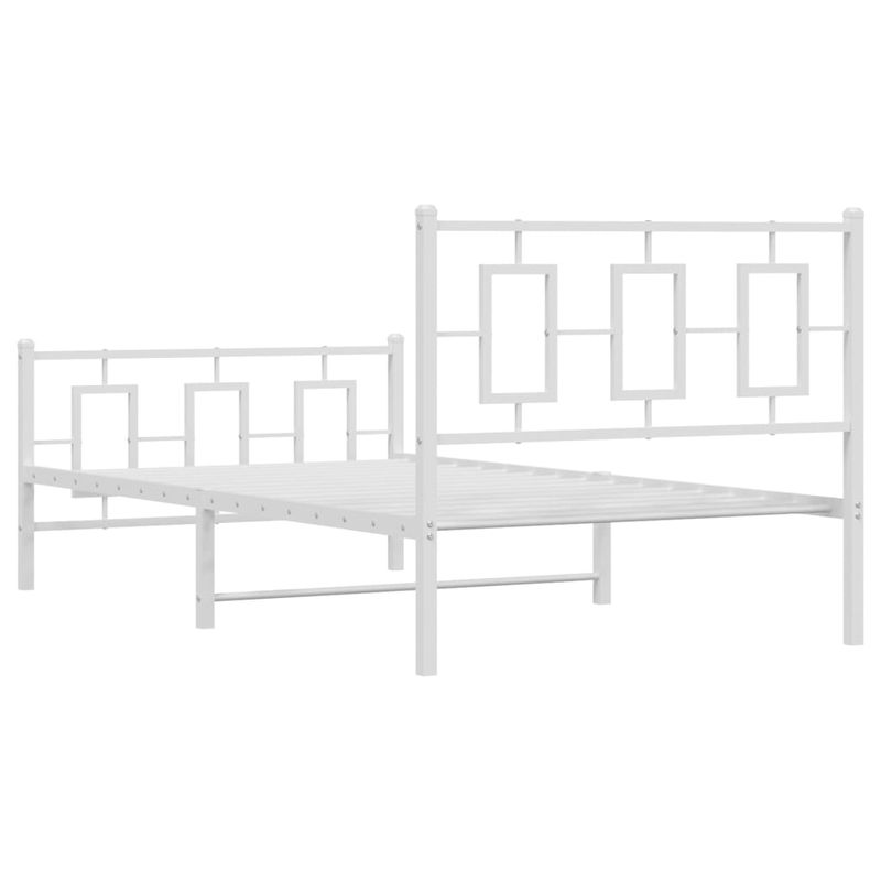 Casa si Gradina - Mobilier - Paturi si accesorii - Paturi - Cadru de pat metalic cu tablie de cap/picioare, alb, 100x200 cm - Infinity.ro