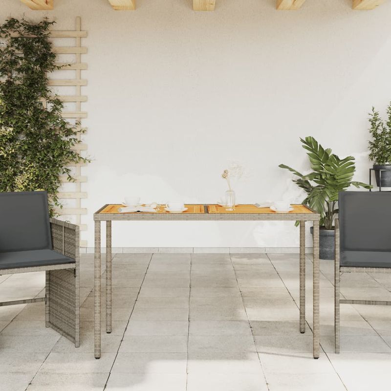 Casa si Gradina - Gradina si terasa - Mobilier exterior - Mese gradina - Masa de gradina, blat lemn acacia, gri, 115x54x74 cm, poliratan - Infinity.ro