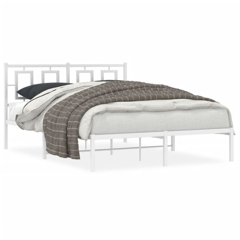 Casa si Gradina - Mobilier - Paturi si accesorii - Paturi - Cadru de pat metalic cu tablie, alb, 140x190 cm - Infinity.ro