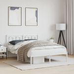 Casa si Gradina - Mobilier - Paturi si accesorii - Paturi - Cadru de pat metalic cu tablie, alb, 140x190 cm - Infinity.ro