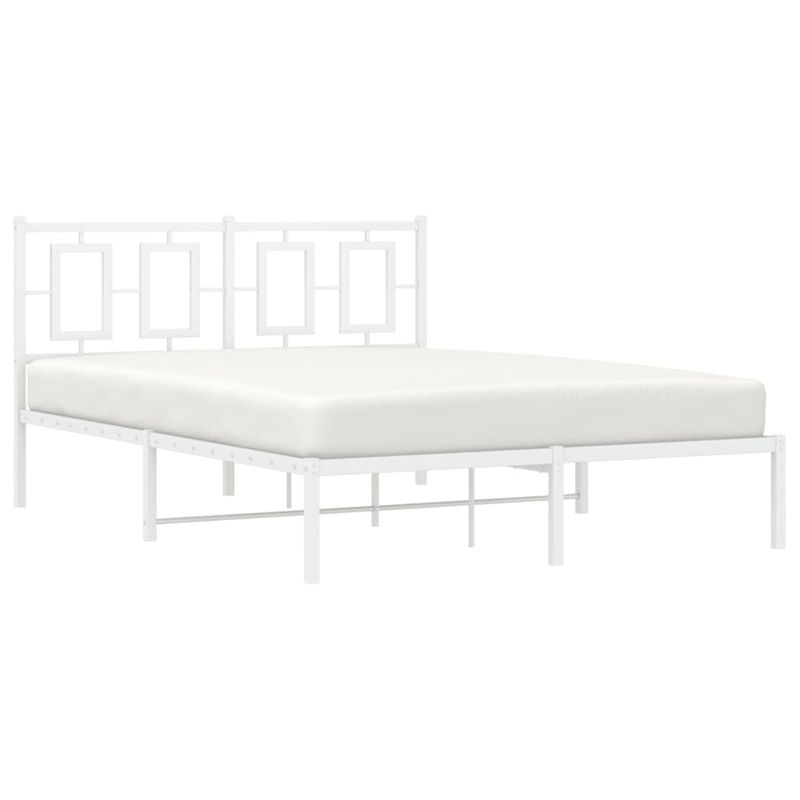 Casa si Gradina - Mobilier - Paturi si accesorii - Paturi - Cadru de pat metalic cu tablie, alb, 140x190 cm - Infinity.ro