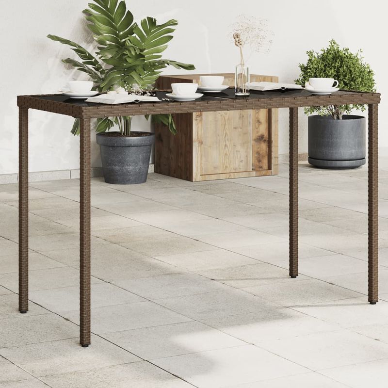 Casa si Gradina - Gradina si terasa - Mobilier exterior - Mese gradina - Masa de gradina, blat din sticla, maro, 115x54x74cm, poliratan - Infinity.ro