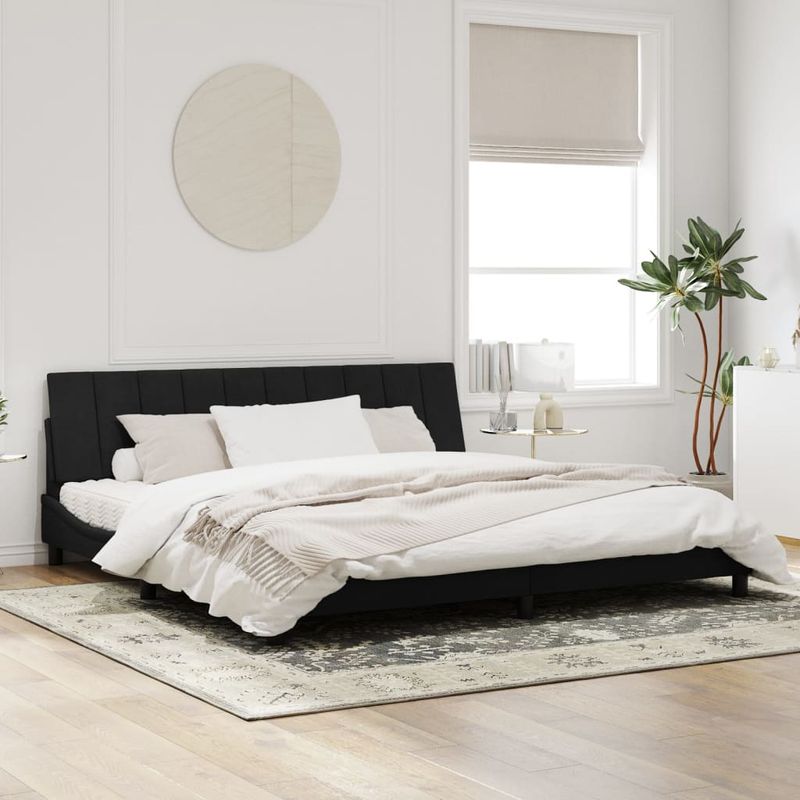 Casa si Gradina - Mobilier - Paturi si accesorii - Paturi - Cadru de pat cu tablie, negru, 200x200 cm, catifea - Infinity.ro