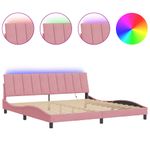 Casa si Gradina - Mobilier - Paturi si accesorii - Paturi - Cadru de pat cu lumini LED, roz, 200x200 cm, catifea - Infinity.ro