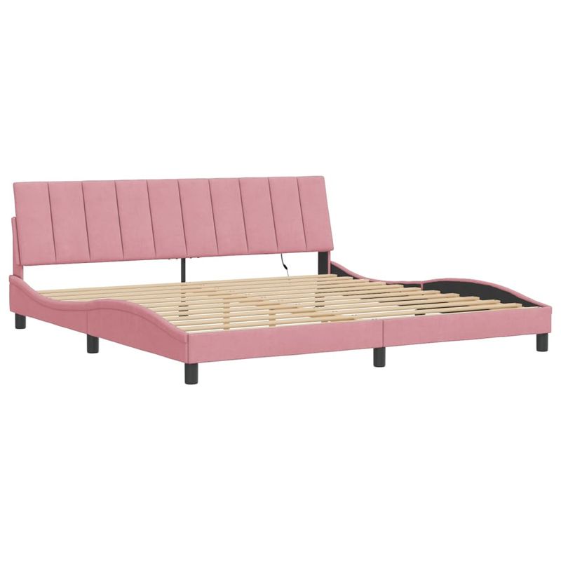 Casa si Gradina - Mobilier - Paturi si accesorii - Paturi - Cadru de pat cu lumini LED, roz, 200x200 cm, catifea - Infinity.ro