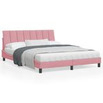 Casa si Gradina - Mobilier - Paturi si accesorii - Paturi - Cadru de pat cu tablie, roz, 160x200 cm, catifea - Infinity.ro