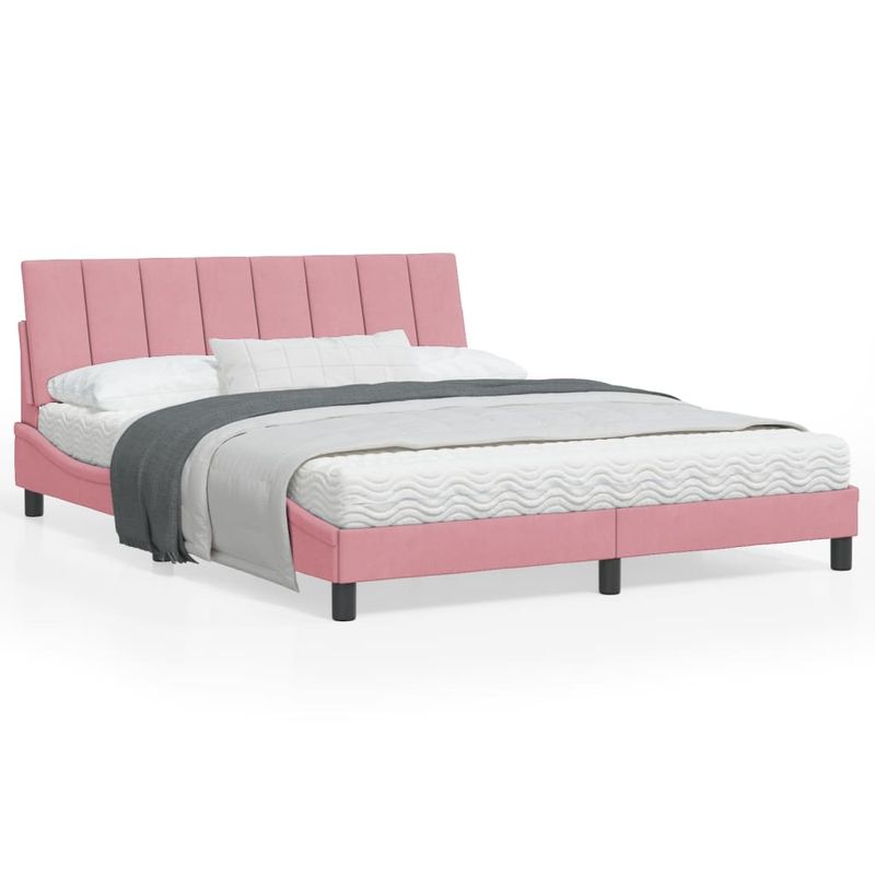 Casa si Gradina - Mobilier - Paturi si accesorii - Paturi - Cadru de pat cu tablie, roz, 160x200 cm, catifea - Infinity.ro