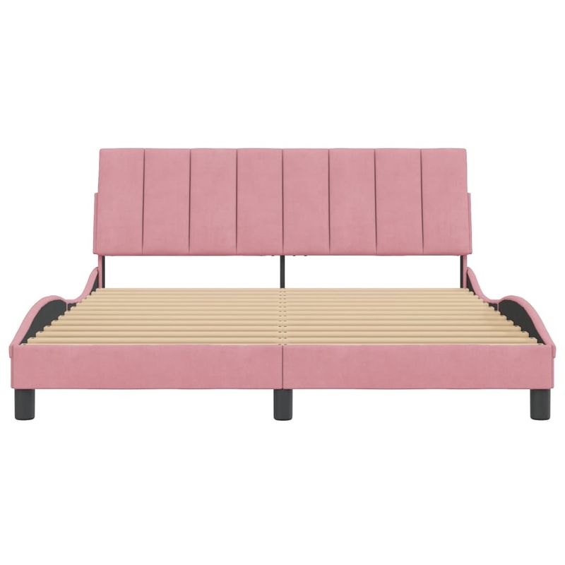 Casa si Gradina - Mobilier - Paturi si accesorii - Paturi - Cadru de pat cu tablie, roz, 160x200 cm, catifea - Infinity.ro