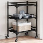 Casa si Gradina - Bucatarie si vesela - Ustensile bucatarie - Cosuri servire - Carucior de bucatarie, negru, 50x35x75,5 cm, lemn prelucrat - Infinity.ro