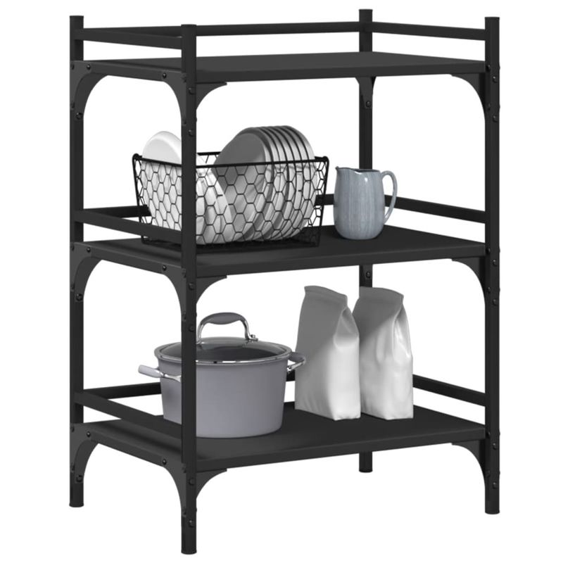 Casa si Gradina - Bucatarie si vesela - Ustensile bucatarie - Cosuri servire - Carucior de bucatarie, negru, 50x35x75,5 cm, lemn prelucrat - Infinity.ro