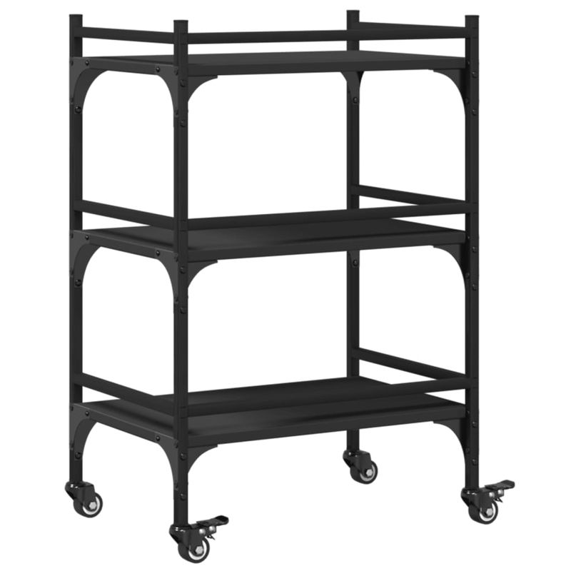 Casa si Gradina - Bucatarie si vesela - Ustensile bucatarie - Cosuri servire - Carucior de bucatarie, negru, 50x35x75,5 cm, lemn prelucrat - Infinity.ro