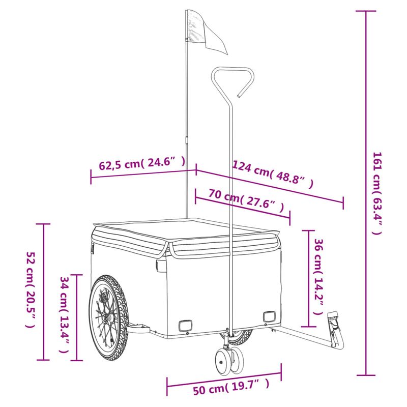 Sport si Outdoor - Ciclism - Accesorii pentru biciclete - Remorci biciclete - Remorca pentru biciclete, negru și verde, 45 kg, fier, mărime 62.5x124x52 cm - Infinity.ro