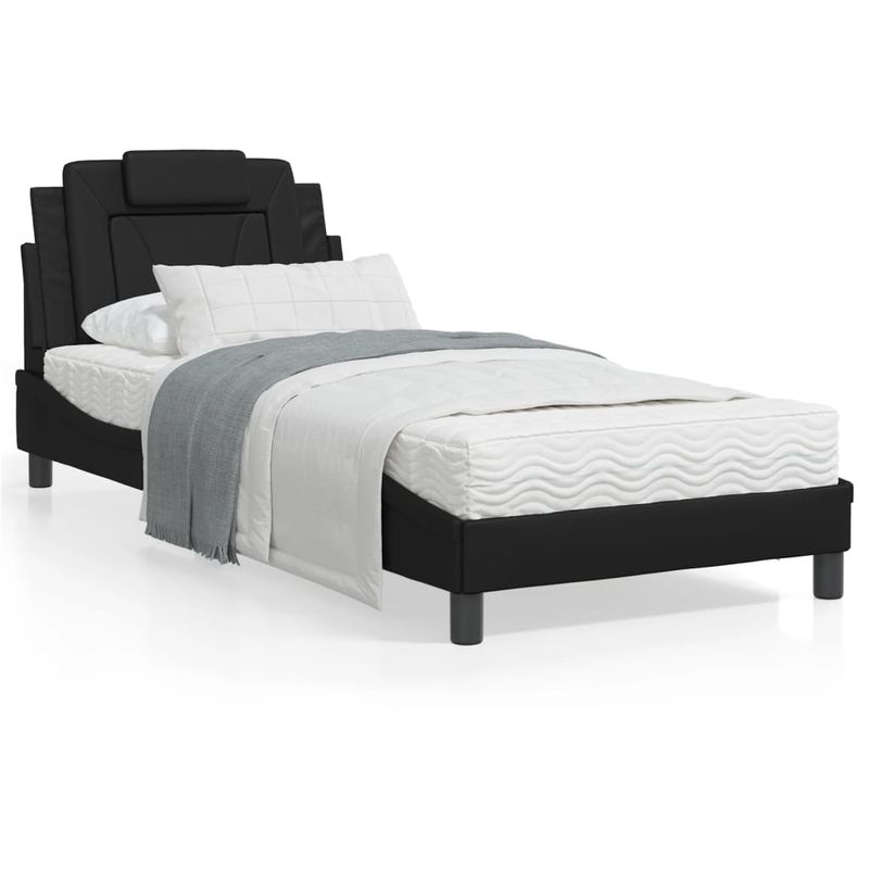 Casa si Gradina - Mobilier - Paturi si accesorii - Paturi - Cadru de pat cu tablie, negru, 80x200 cm, piele ecologica - Infinity.ro