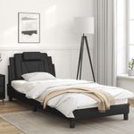Casa si Gradina - Mobilier - Paturi si accesorii - Paturi - Cadru de pat cu tablie, negru, 80x200 cm, piele ecologica - Infinity.ro