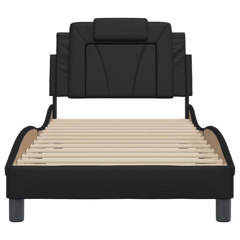 Casa si Gradina - Mobilier - Paturi si accesorii - Paturi - Cadru de pat cu tablie, negru, 80x200 cm, piele ecologica - Infinity.ro