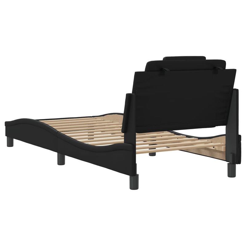 Casa si Gradina - Mobilier - Paturi si accesorii - Paturi - Cadru de pat cu tablie, negru, 80x200 cm, piele ecologica - Infinity.ro