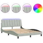 Casa si Gradina - Mobilier - Paturi si accesorii - Paturi - Cadru de pat cu lumini LED, gri deschis, 140x190 cm, catifea - Infinity.ro