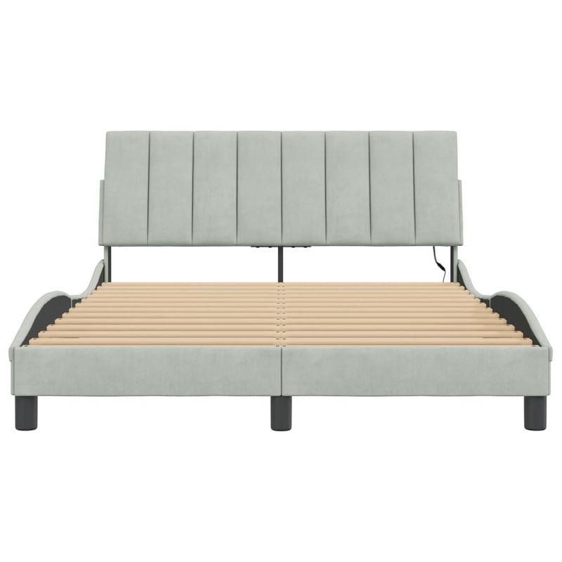 Casa si Gradina - Mobilier - Paturi si accesorii - Paturi - Cadru de pat cu lumini LED, gri deschis, 140x190 cm, catifea - Infinity.ro