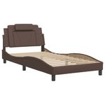 Casa si Gradina - Mobilier - Paturi si accesorii - Paturi - Cadru de pat cu tablie, maro, 100x200 cm, piele ecologica - Infinity.ro