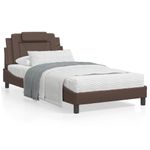 Casa si Gradina - Mobilier - Paturi si accesorii - Paturi - Cadru de pat cu tablie, maro, 100x200 cm, piele ecologica - Infinity.ro