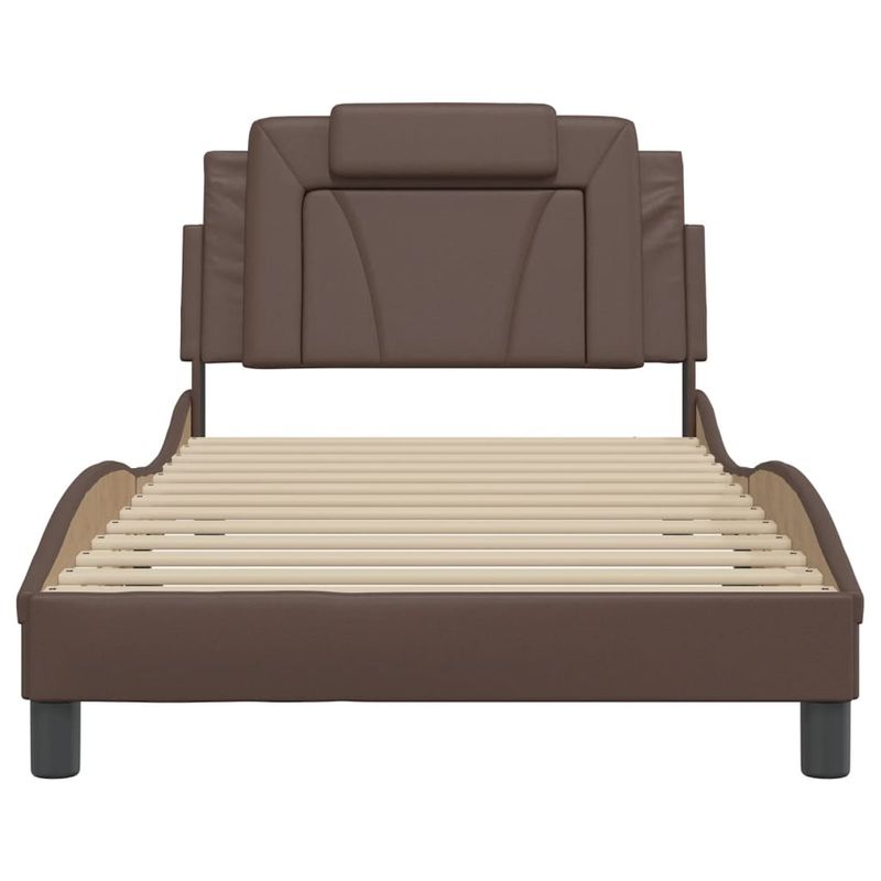 Casa si Gradina - Mobilier - Paturi si accesorii - Paturi - Cadru de pat cu tablie, maro, 100x200 cm, piele ecologica - Infinity.ro