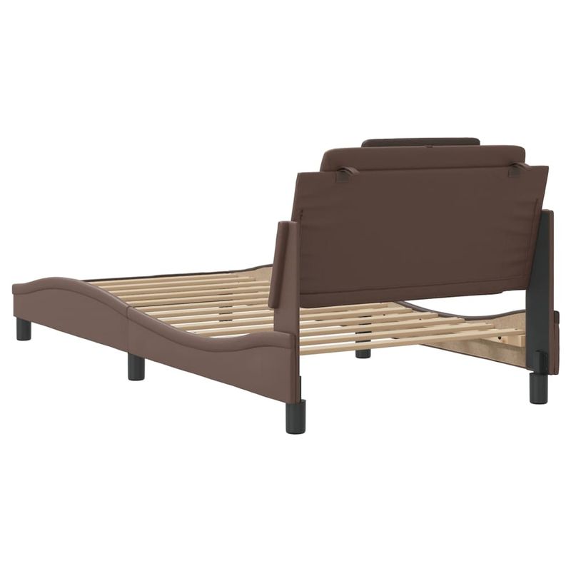 Casa si Gradina - Mobilier - Paturi si accesorii - Paturi - Cadru de pat cu tablie, maro, 100x200 cm, piele ecologica - Infinity.ro