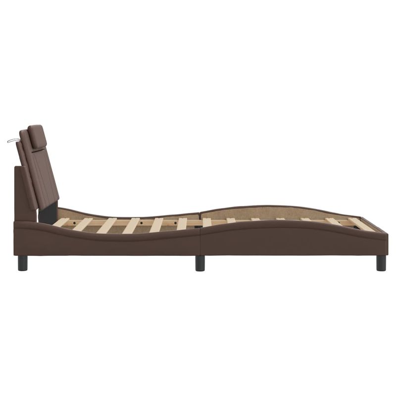 Casa si Gradina - Mobilier - Paturi si accesorii - Paturi - Cadru de pat cu tablie, maro, 100x200 cm, piele ecologica - Infinity.ro
