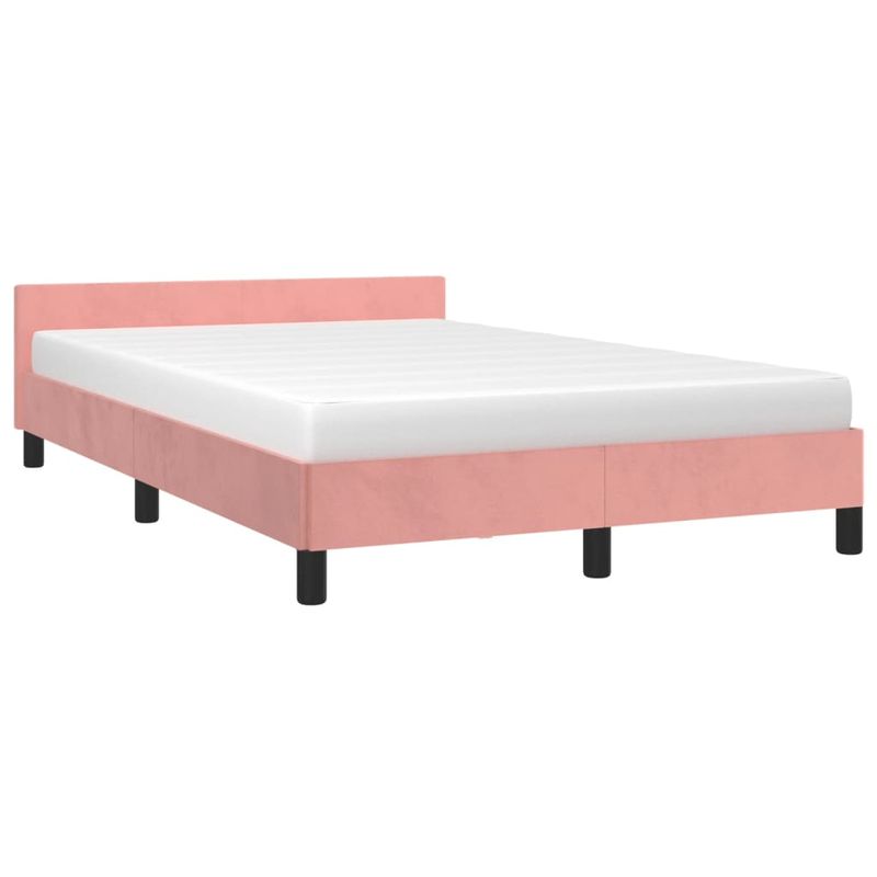 Casa si Gradina - Mobilier - Paturi si accesorii - Paturi - Cadru de pat cu tablie, roz, 120x190 cm, catifea - Infinity.ro