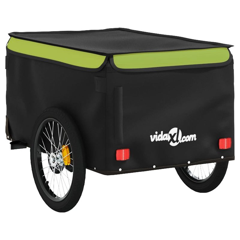 Sport si Outdoor - Ciclism - Accesorii pentru biciclete - Remorci biciclete - Remorca pentru biciclete, negru și verde, 30 kg, fier, mărime 124x53x45 cm - Infinity.ro