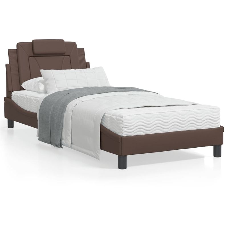 Casa si Gradina - Mobilier - Paturi si accesorii - Paturi - Cadru de pat cu tablie, maro, 80x200 cm, piele ecologica - Infinity.ro