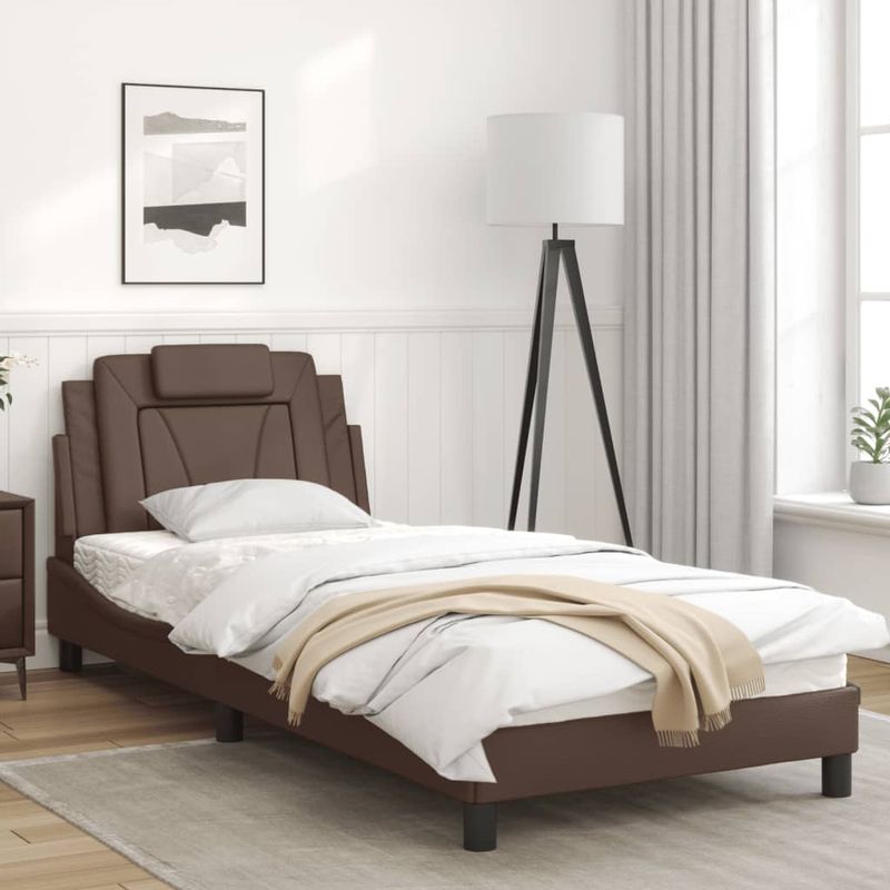 Casa si Gradina - Mobilier - Paturi si accesorii - Paturi - Cadru de pat cu tablie, maro, 80x200 cm, piele ecologica - Infinity.ro