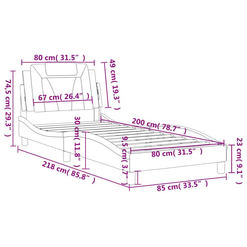 Casa si Gradina - Mobilier - Paturi si accesorii - Paturi - Cadru de pat cu tablie, maro, 80x200 cm, piele ecologica - Infinity.ro