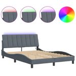 Casa si Gradina - Mobilier - Paturi si accesorii - Paturi - Cadru de pat cu lumini LED, gri inchis, 140x200 cm, catifea - Infinity.ro