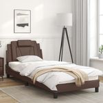 Casa si Gradina - Mobilier - Paturi si accesorii - Paturi - Cadru de pat cu tablie, maro, 90x190 cm, piele ecologica - Infinity.ro