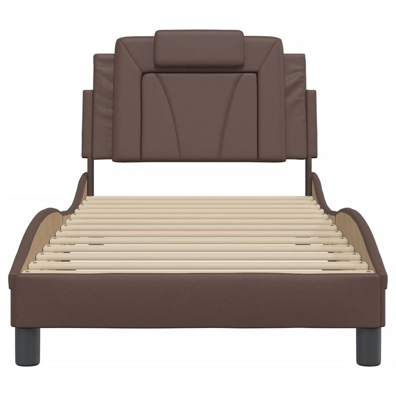 Casa si Gradina - Mobilier - Paturi si accesorii - Paturi - Cadru de pat cu tablie, maro, 90x190 cm, piele ecologica - Infinity.ro