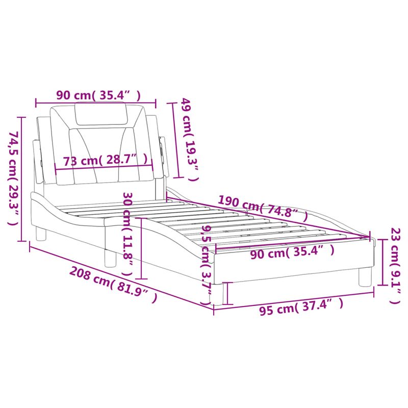 Casa si Gradina - Mobilier - Paturi si accesorii - Paturi - Cadru de pat cu tablie, maro, 90x190 cm, piele ecologica - Infinity.ro