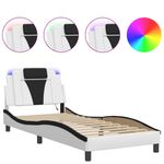 Casa si Gradina - Mobilier - Paturi si accesorii - Paturi - Cadru de pat cu lumini LED alb/negru 90x200 cm piele ecologica - Infinity.ro