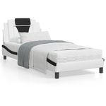 Casa si Gradina - Mobilier - Paturi si accesorii - Paturi - Cadru de pat cu lumini LED alb/negru 90x200 cm piele ecologica - Infinity.ro
