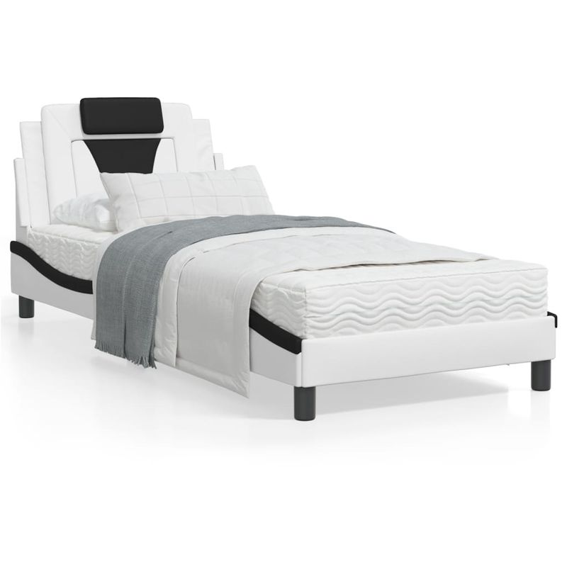 Casa si Gradina - Mobilier - Paturi si accesorii - Paturi - Cadru de pat cu lumini LED alb/negru 90x200 cm piele ecologica - Infinity.ro