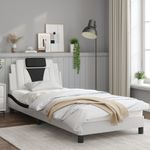 Casa si Gradina - Mobilier - Paturi si accesorii - Paturi - Cadru de pat cu lumini LED alb/negru 90x200 cm piele ecologica - Infinity.ro