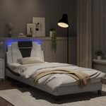 Casa si Gradina - Mobilier - Paturi si accesorii - Paturi - Cadru de pat cu lumini LED alb/negru 90x200 cm piele ecologica - Infinity.ro
