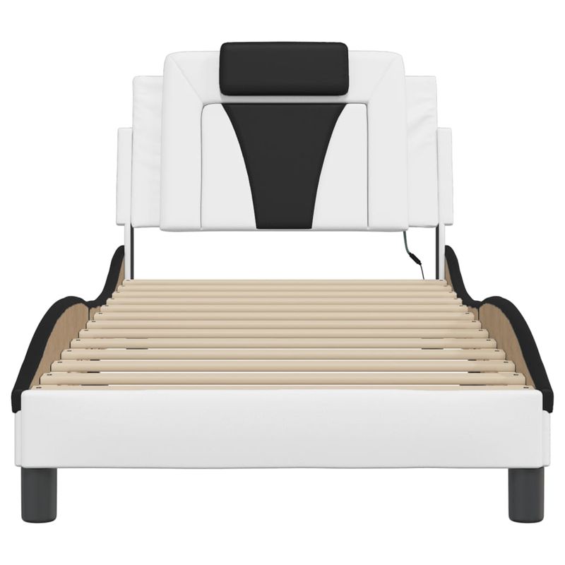 Casa si Gradina - Mobilier - Paturi si accesorii - Paturi - Cadru de pat cu lumini LED alb/negru 90x200 cm piele ecologica - Infinity.ro