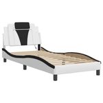 Casa si Gradina - Mobilier - Paturi si accesorii - Paturi - Cadru de pat cu lumini LED alb/negru 90x200 cm piele ecologica - Infinity.ro
