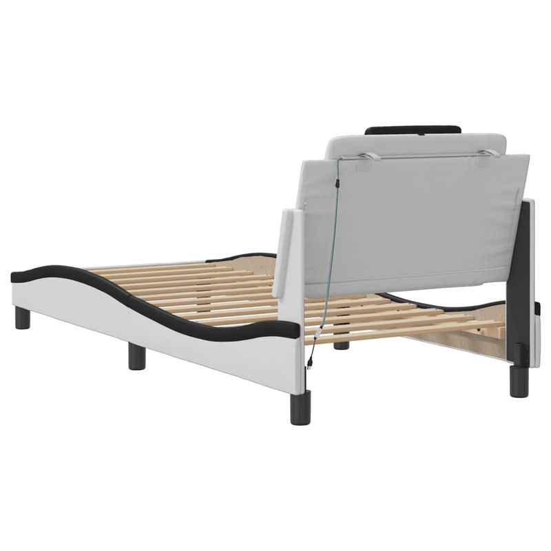 Casa si Gradina - Mobilier - Paturi si accesorii - Paturi - Cadru de pat cu lumini LED alb/negru 90x200 cm piele ecologica - Infinity.ro