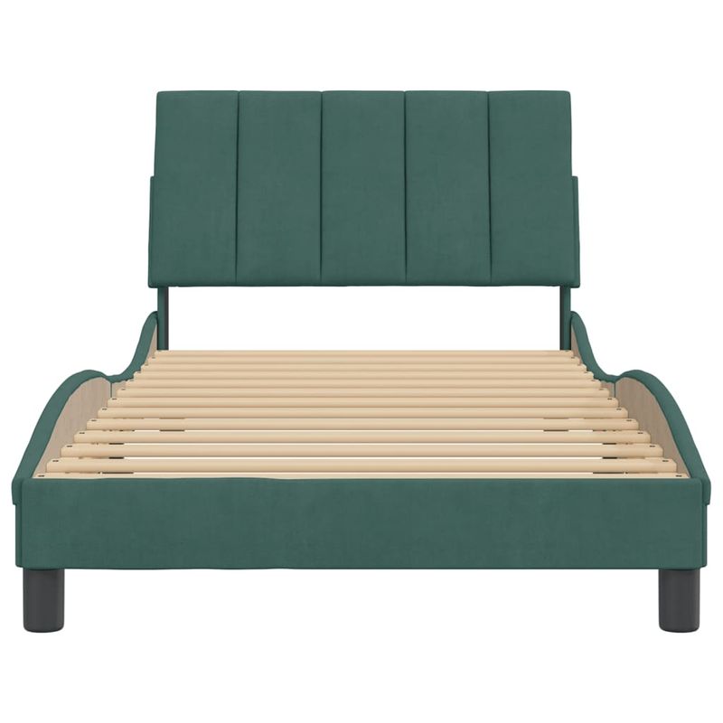 Casa si Gradina - Mobilier - Paturi si accesorii - Paturi - Cadru de pat cu tablie, verde inchis, 100x200 cm, catifea - Infinity.ro