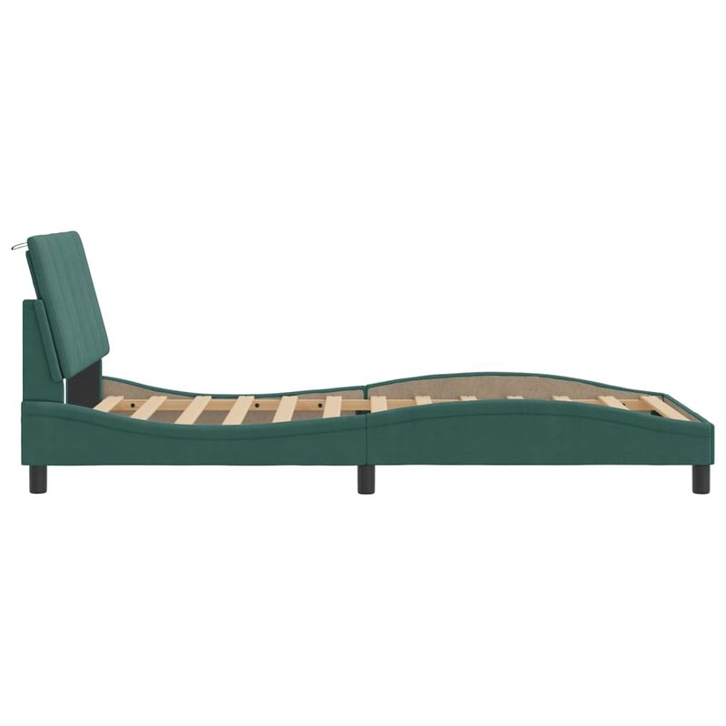 Casa si Gradina - Mobilier - Paturi si accesorii - Paturi - Cadru de pat cu tablie, verde inchis, 100x200 cm, catifea - Infinity.ro