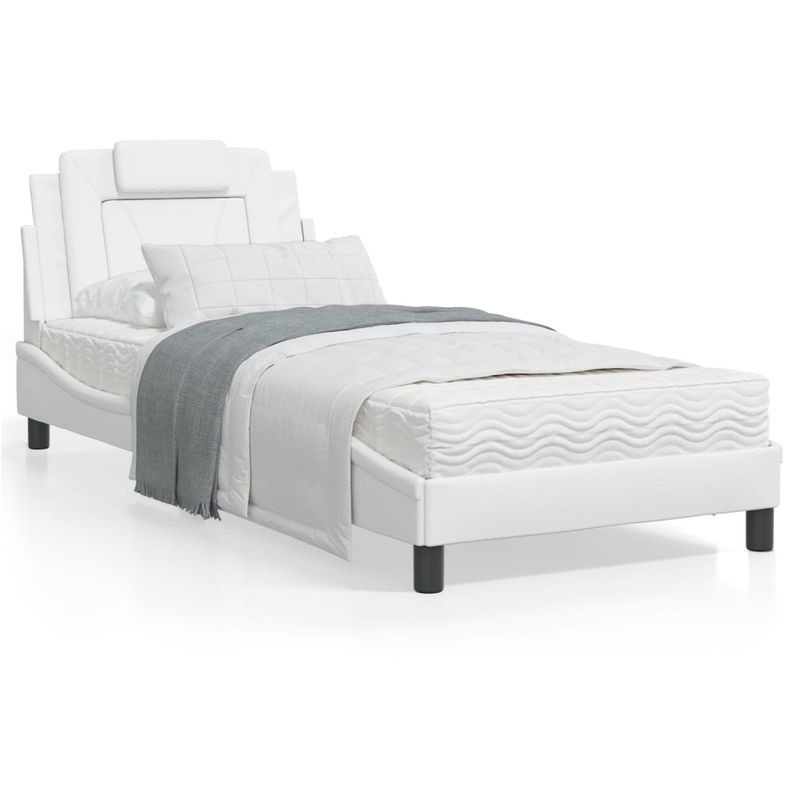 Casa si Gradina - Mobilier - Paturi si accesorii - Paturi - Cadru de pat cu lumini LED, alb, 80x200 cm, piele ecologica - Infinity.ro